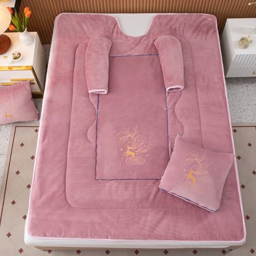 Tragbare Lazy-Steppdecke mit Ärmeln, weiche Samtdecke mit Ärmeln und Armen, Bequeme TV-Wickeldecke mit Ärmeln, Lazy-Steppdecke für Damen und Herren(Pink)