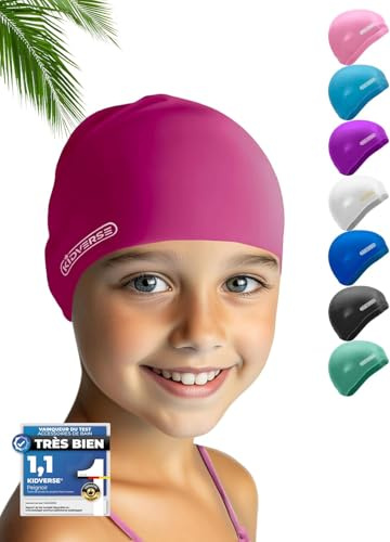 KIDVERSE Bonnet de Bain Enfant - Tissu antidérapant avec Protection UV - Piscine Fille garçon - qualité certifiée