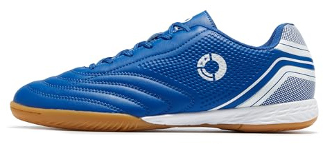 LEOCI Scarpe da calcio indoor da uomo per adulti, scarpe da futsal in gomma per atletica, suola piatta, ginnastica da allenamento, Blu Bianco 706, 42 1/3 EU