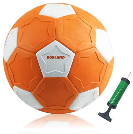 RORLAND Curve Ball Fussball, Fußball Kinder Größe 4, Softball Football für Drinnen und Draußen, Leichte Kurveball in 20cm, Geschenk für Jungen ab 6 7 8 Jahre, inkl. Pumpe