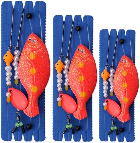 Storfisk fishing & more 3er Set Buttlöffel Vorfach Scholle bleifrei mit Haken, Wirbel, Spinnerblättchen