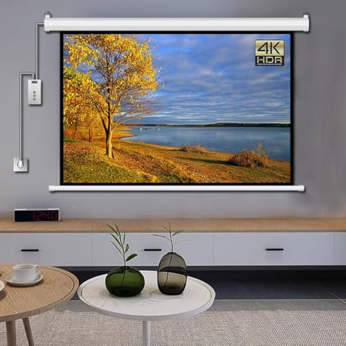 60 Pouces Écran De Projection Motorisé 3D 4K 72 Pouces Écran Vidéoprojecteur 4:3 16:9 avec Télécommande Écran De Projecteur pour Home Cinéma, Présentations(72inch(4:3))