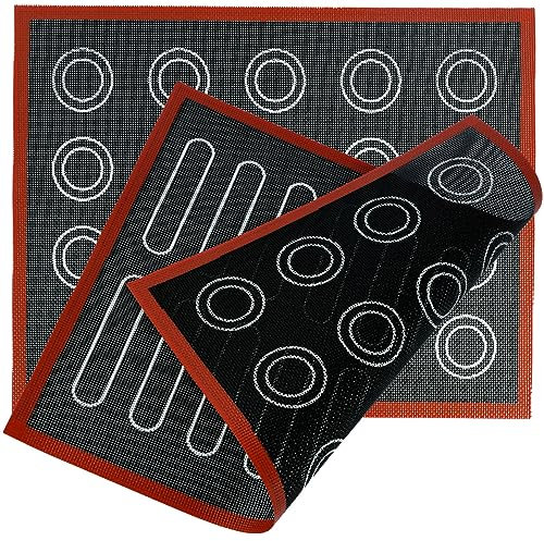 Juego de 2 placas para macarons de silicona, 40 x 30 cm, para esparcir la pasta reutilizable, alfombrilla de silicona de gran tamaño para horno Macaron Galletas, pasta de pizza, pan