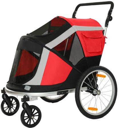 2-i-1 Husdjursvagn för Hundcykelvagn, för Stor Medelstor Hopfällbar Hundvagn för Husdjur för Cykel, Stöder Upp Till 66 Lbs(Red)