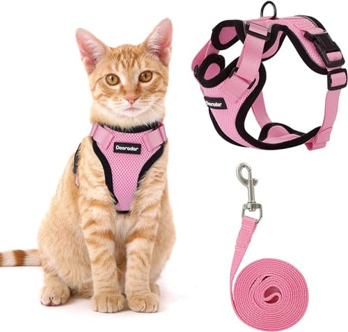 Fellnasenstube - SafeCat™ Katzengeschirr atmungsaktiv mit Leine (Pink,S)