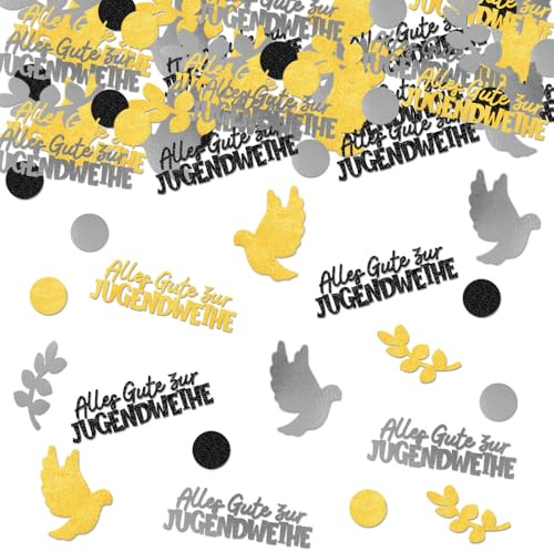 Jugendweihe Deko Konfetti 200 Stück Jugendweihe 2025 Tischdeko Schwarz Gold Endlich Erwachsen Tischdeko Jugendweihe Geschenk für Junge Mädchen Teenager Schwarz Gold