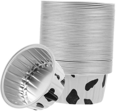 EXHUMKY 50piezas Moldes Pequeños De Aluminio Para Tartas De Huevo Pudín Cupcakes Muffins Diseño Elegante Fácil De Usar