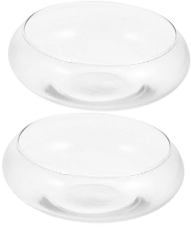OSOLADY 2pcs Flower Glass Vase Bowl for Hydroponic Plants Transparent Lotus Planter for and Air Plants Decorative Centerpiece for Home and Garden Decor