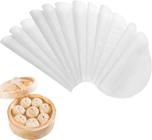 Dünsteinsatz Silikon für Dampfgaren, 12 Stück, Ø 28 cm, Runde Silikon Dampfmatte Silikon Dämpfer Matte Antihaft Runde Steamer Antihaft, Multifunktional Silikon Dämpfer Matte Antihaft