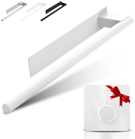 ORZAC® Toallero Adhesivo Blanco Baño Sin Taladro 39 cm, Acero Inoxidable, Barra para Toallas con Adhesivo 3M y Gancho de Regalo
