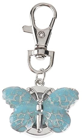 Healvian Keychain Pocket Watch for Women Quartz Small Butterfly Shape Classic Keyring Watch Pendant for Students