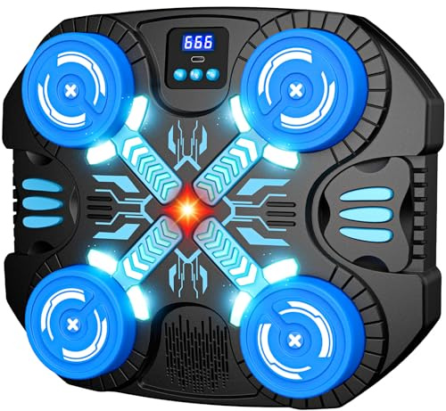 GeschenPark Kids Music Boxing Machine with Gloves, Bluetooth - 3 Game Modes - LED Lights, Wall-Mounted Punching Machine with Score Display, Toy for Boys 3-12, Christmas Xmas Gifts for Kids