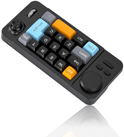 Lazmin112 Clavier Programmable Macro, Clavier Mécanique À Une Main, RGB, Remplaçable À Chaud, 19 Touches, Molette, Commande Joystick, Câble Type C, pour Le Travail Et Les Jeux