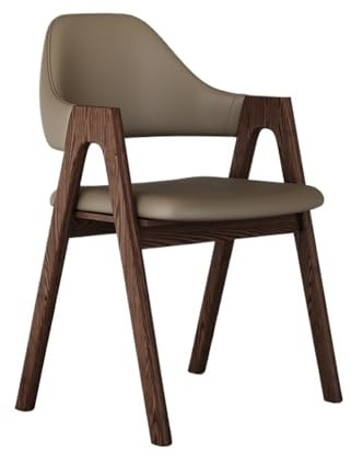 Matstol, Massivträstolar i kinesisk stil med mjukt stoppat ryggstöd for hem/hotell(Khaki)