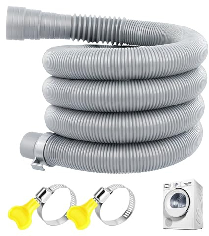 2m Prolunga Tubo Scarico Lavatrice, Tubo Scarico Lavastoviglie, Tubo Carico Lavastoviglie carico acqua per lavatrice asciugatrice, con 2 adattatori per connettori di prolunga