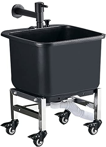 JKJZSALJ Floor Mop Sink,Mobile Floor Mop Sink With Rollers - Versatile Slop Sink For Balcony, Bathroom, Garage, Or Shop - Multipurpose Cleaning Basin For Easy Floor Maintenance,#2,40cm(15.7in)