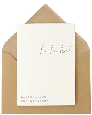 Ohso O’lala Nikolauskarte „Ho Ho Ho!“ – Karte mit Aufdruck „Liebe Grüße vom Nikolaus“ & Umschlag – hochwertige Grußkarte aus Feinpapier – handgefertigt in Deutschland – Karte zum Nikolaustag