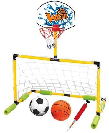 Canasta de Baloncesto para Piscina Juego De Portería Flotante 2 En 1 | Canasta Flotante Baloncesto Y Fútbol Piscina Para Niños Y Adultos En La Playa Verano Jardín Camping Lago Y