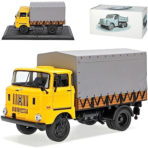 IFA W 50L DDR LKW Gelb mit Plane 1965-1990 1/43 Atlas Modell Auto mit individiuellem Wunschkennzeichen