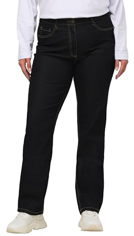 Ulla Popken Damen große Größen Übergrößen Plus Size Jeans Mandy, gerades Bein, Stretch, 5-Pocket-Form Dark Blue Denim 44 702859903-44