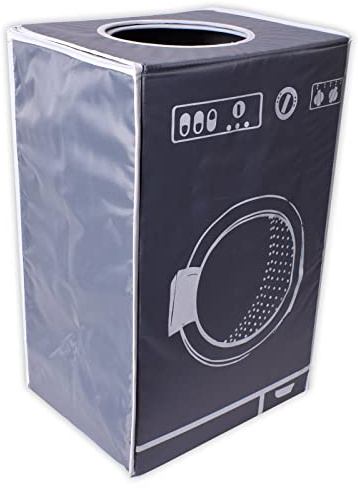 teprovo Wäschekorb faltbar bunter Wäschesammler mit Deckel Wäschesortierer Laundry Baskets Wäschebox Wäschetonne in Waschmaschinen Design 50L Grau