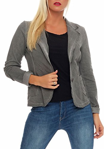 Malito Donna Classico Blazer Basic-Look Giacca 1652 (S, Grigio Scuro)