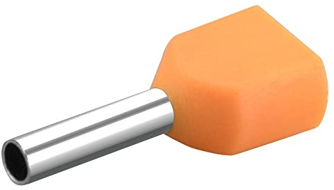 Heschen TE7508 - Doppia crimpatura, AWG 20 x 2/0,75 mm² 2, doppia estremità del cavo, terminali terminali a doppia corda, lunghezza 8 mm, colore: arancione, confezione da 1000