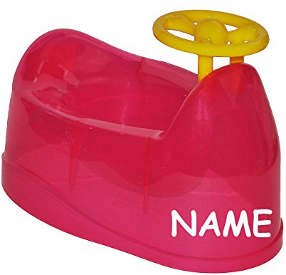 alles-meine.de GmbH Töpfchen/Nachttopf - groß - incl. Name - pink mit abnehmbaren Lenker als Griff + Kleiner Lehne + Spritzschutz - Toilettentrainer/Babytöpfchen/Kindertopf..