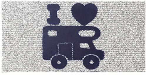 BRUNNER 0201034N.CA Zerbino Grigio con Disegno Camper, Hello Camper 25X50 Cm Tessuto 100% PP