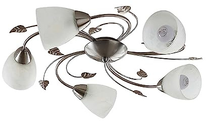 Lindby Deckenlampe Florentiner Stil, Glas Metall Deckenleuchte 5x E14 max. 8W ohne Leuchtmittel Deckenstrahler Strahler Flur Lampe Wohnzimmer