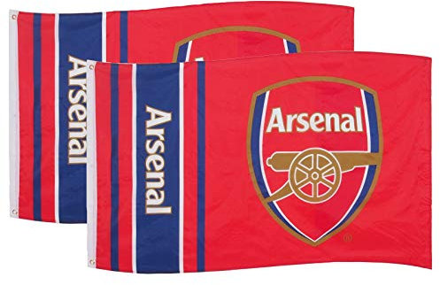 Arsenal FC Official Football Gift 5x3ft 2 Pack Crest Body Flag