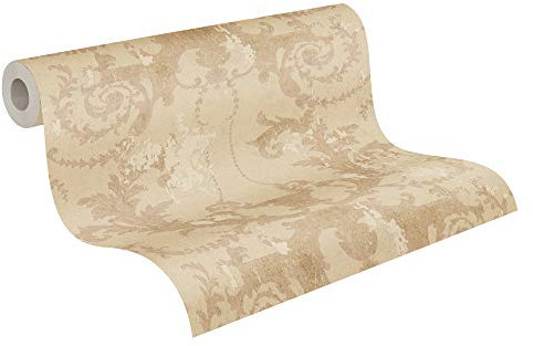 Papel Pintado Barroco History of Arts A.S. Création Papel pintado tejido no tejido 10.05 m x 0.53 m Beige Oro Fabricado en Alemania 376483 37648-3