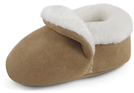 Cheerful Mario Baby Boys Girls Slippers Infant Pram Shoes Prewalker First Walking Shoes Warm Soft Antislip Brown 3-6 Months