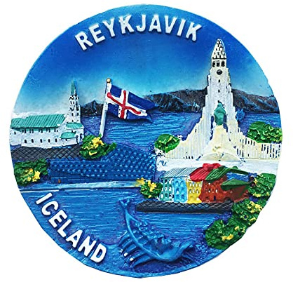 Reykjavik Island, runder 3D-Kühlschrankmagnet, Souvenir, Geschenk, handgefertigte Heim- und Küchendekoration, Reykjavik-Kühlschrankmagnet-Kollektion