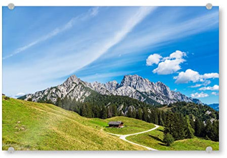 artboxONE Acrylglasbild 30x20 cm Natur Berge, Weg, ALM Bild hinter Acrylglas - Bild litzlalm almhütte Alpen
