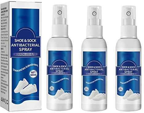 Shoe & Shock Antibakterielles Deo-Spray, Fußgeruchsentferner für Schuhe, Sneaker, Stiefel, Sandalen (3 Stück)