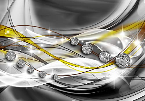 wandmotiv24 Fototapete Diamant Gelb, 200 x 140cm - selbstklebende Strukturtapete, Wanddeko, Wandbild, Wandtapete, Schwarz, Grau, Abstrakt M1524