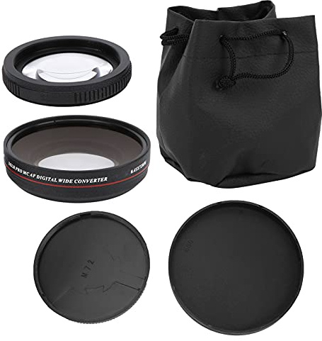 Lente de Vidrio óptico Gran Angular de 0,45X para Fotografía con Lente de Cámara de 72 Mm, Material de Aleación Duradero, Capacidad Macro, Negro