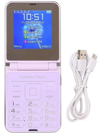 Portable Flip Phone for Seniors, 2.6in Unlocked Flip Phone 2G Senior Cellphone Big Button Loud Sound Basic Phone for Elderly (Purple)