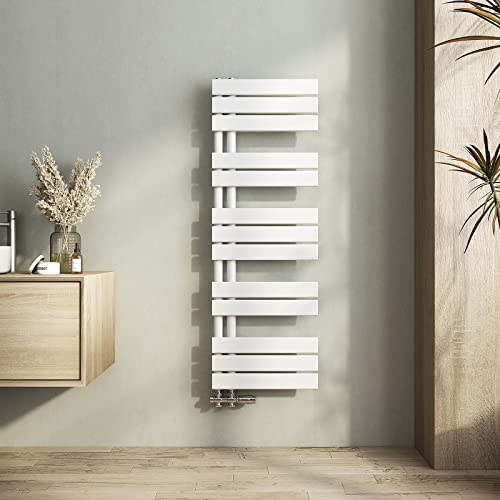 Heilmetz Termosifoni Moderni 1176x400mm Termoarredo Bagno Interasse 50 Radiatore Scaldasalviette da Parete G1/2, Vertical, Bianco, Scaldasalviette Bagno Termosifone Acciaio