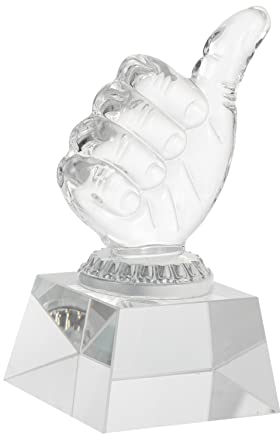 Happyyami Hand-shaped Crystal Trophy Award Decorative Prize Accessory Small Size Delicate Crystal Decor for Sports Events Recognition and Display