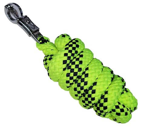 Brama-West Führstrick Soft & Dick - Anbindestrick für Pferde, Ponys, Shettys - Panikhaken - ca.180cm - Neongelb/Schwarz