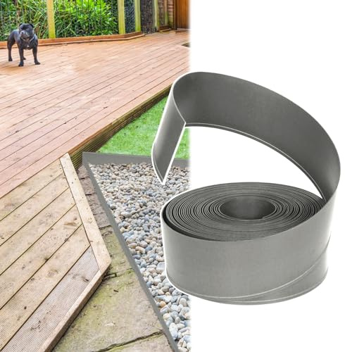 FIVMEN Rasenkante Kunststoff 20m Beeteinfassung Streifen Design Beetumrandung mit Anschlussstelle Rasenkantenband, Flexible Schneidebar Gartenpalisade (Grau)