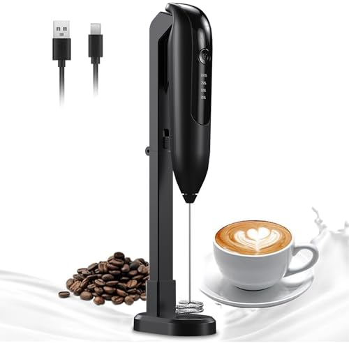 KEAOZVFE Wireless Rechargeable Milk Frother Handheld with Stand for Latte Art/Double Small Whisk Milk Frother Wand Coffee Frother Handheld/Electric Whisk Frother for Coffee