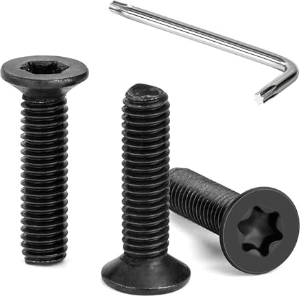 Tunejoy Tornillos de Cabeza Avellanada Torx M6 x 25 mm Negro Tornillo Avellanado Mecánico de Acero Inoxidable A2 V2A con T30 llave Rosca Completa 30 Piezas