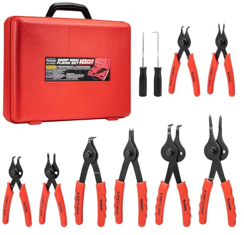 Toolwiz Circlip Pliers Set, 10 Pcs Internal & External Snap Ring Retaining Ring C Clip Pliers, Heavy Duty Bent Straight Automotive Tools, Include Hook, Pick, and Storage Case