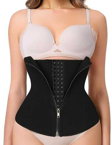 HTTDSLF Waist Trainer Corset, Women's Underbust Corset Waist Trainer, Adjustable Hook & Eye Closure Tummy Tucker, L Black