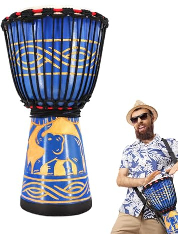 Bongo Hand Drums, Bongo Drum 8Inch Hand-snidad mångfärgad handtrumma