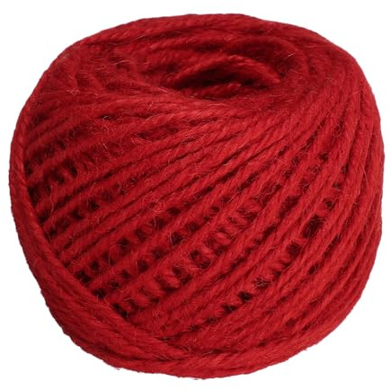 sourcing map 164 Feet Natural Jute Twine String,3mm Thin Garden Twine Rope Colored Plant String Cord for DIY Art Crafts Gift Wrapping Decoration Packing Gardening Plant Hanger,Red