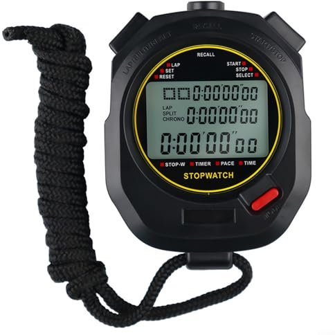 ComfyHarbor Cronómetro digital con pantalla grande 100 funciones de memoria multifunción reloj alarma calendario temporizador metrónomo para entrenamiento deportivo competición gimnasio